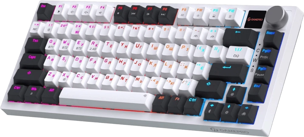 Клавіатура бездротова GamePro Asgard Valhalla Pro QLAB Sakura Switch White With Display (MK160-W-D-QS-PRO) боковий вид