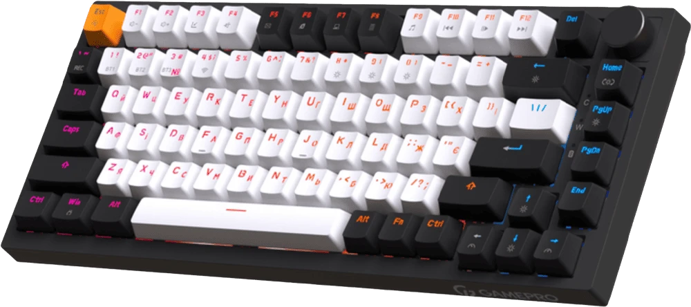 Клавіатура бездротова GamePro Asgard Valhalla QLAB Sakura Switch Black (MK160-B-QS-PRO) боковий вид