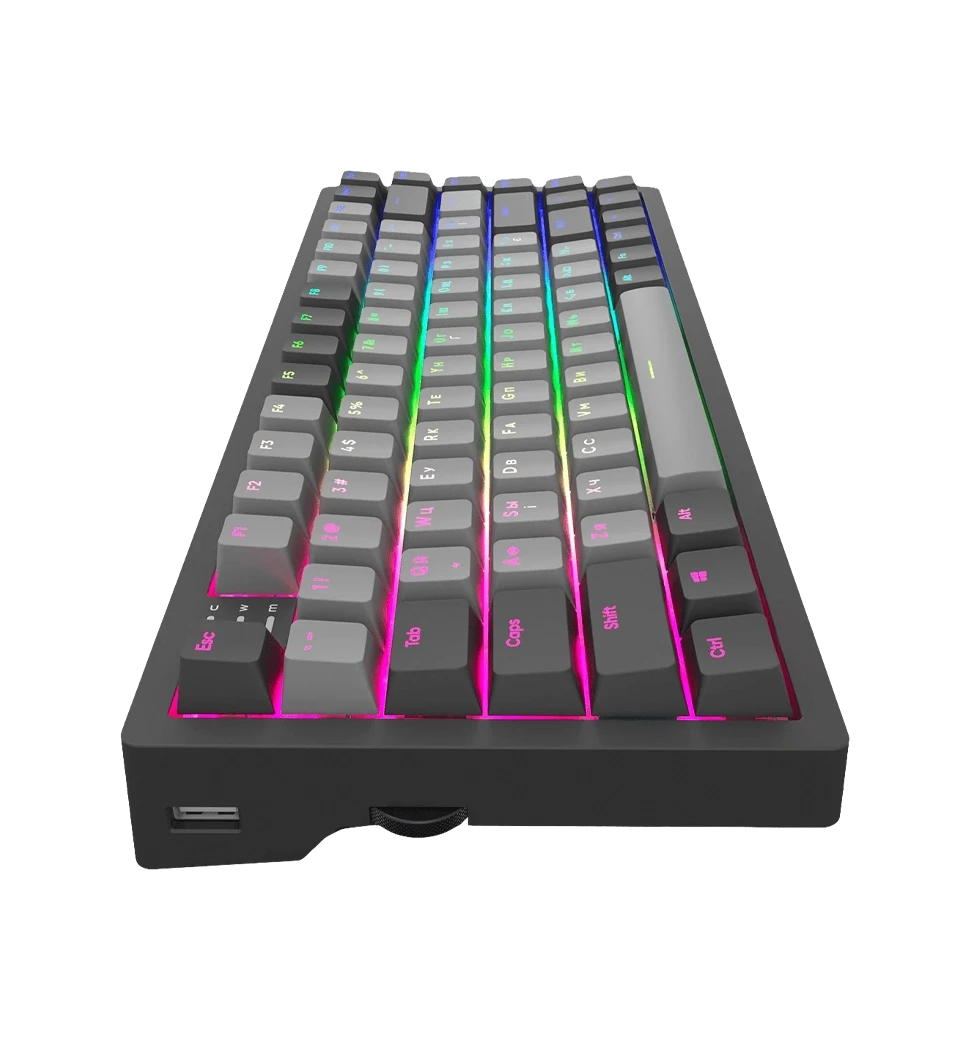 Клавіатура ігрова DARK PROJECT KD83A Gateron Cap Teal ENG/UA (KB-GCT-871-100004) — боковий ракурс