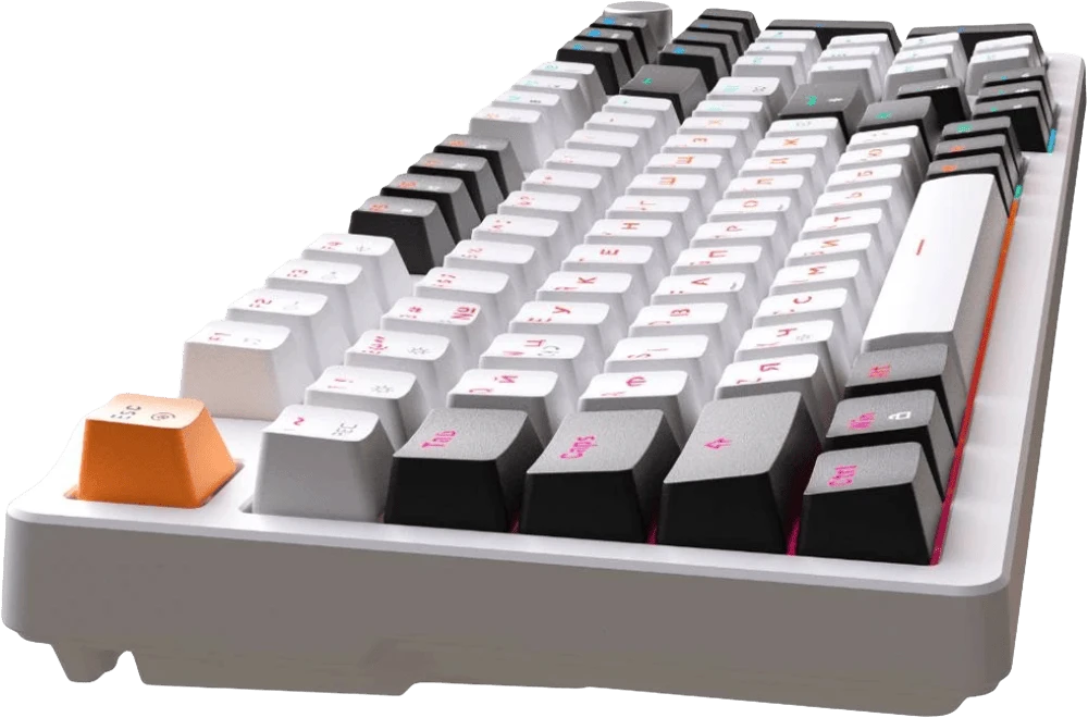 Клавіатура ігровая GamePro MK170W Hot-Swap RGB White вид бічна грань ліво