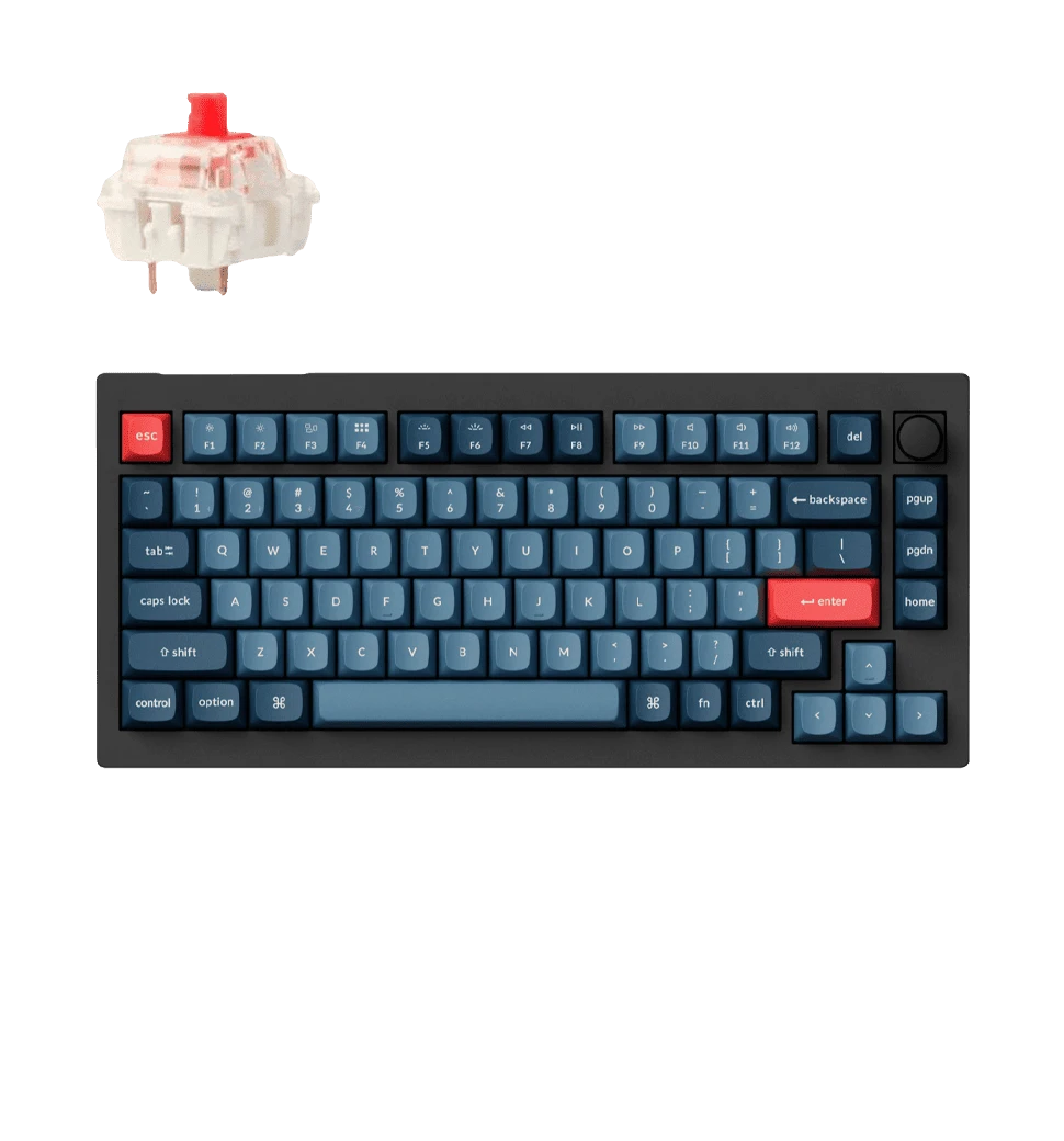 Клавіатура механічна Keychron V1 Max 84Key, Gateron Jupiter Red, WL/BT/USB-A, QMK, Hot-swap, Knob, E зверху