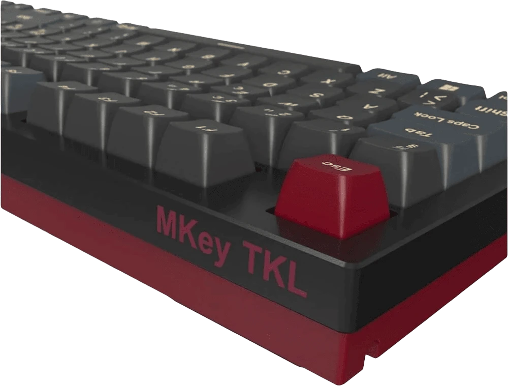 Клавіатура Montech MKey TKL Darkness (MK87DB) вид під кутом клавіш крупним планом