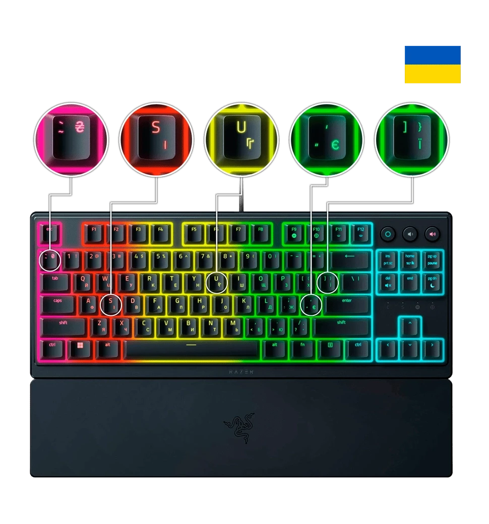 Клавіатура RAZER Ornata V3 TKL, UKR (RZ03-04881800-R371) фото спереду