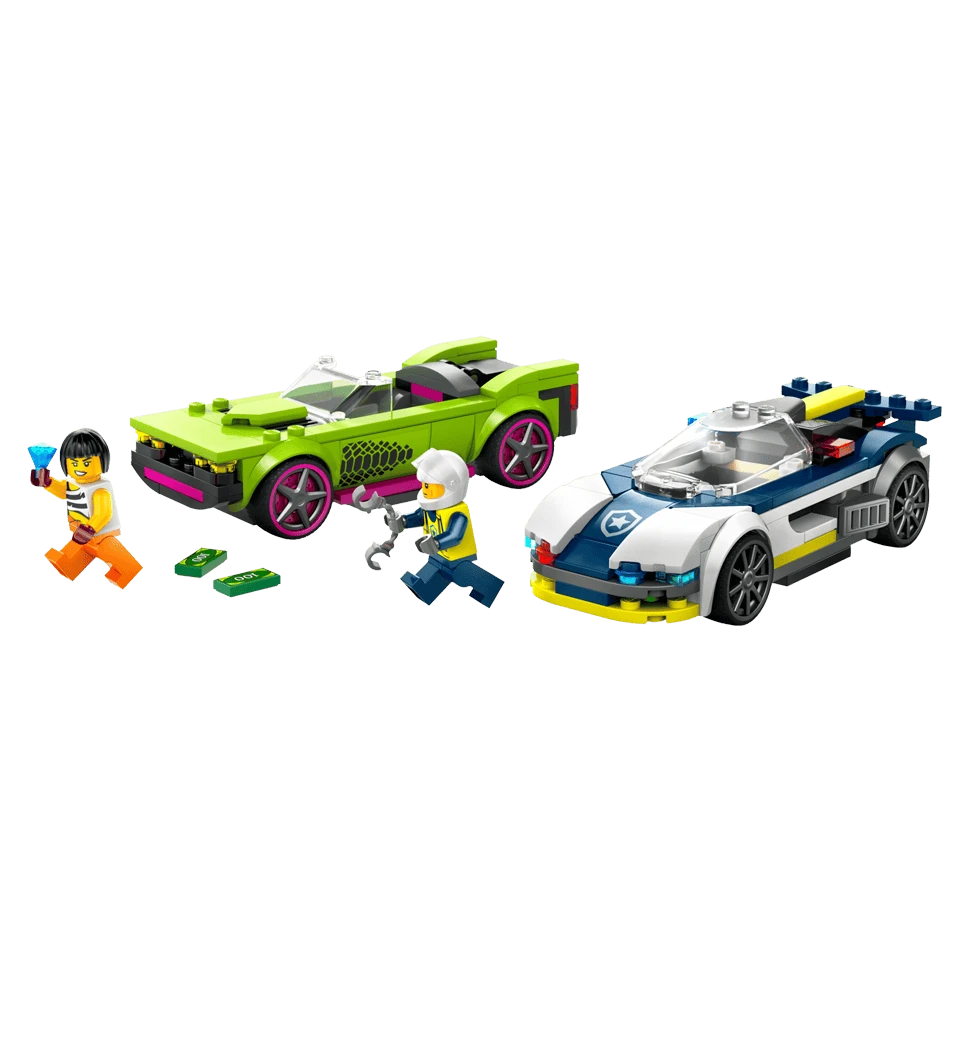 Конструктор LEGO City Переслідування маслкара на поліцейському автомобілі передній вид