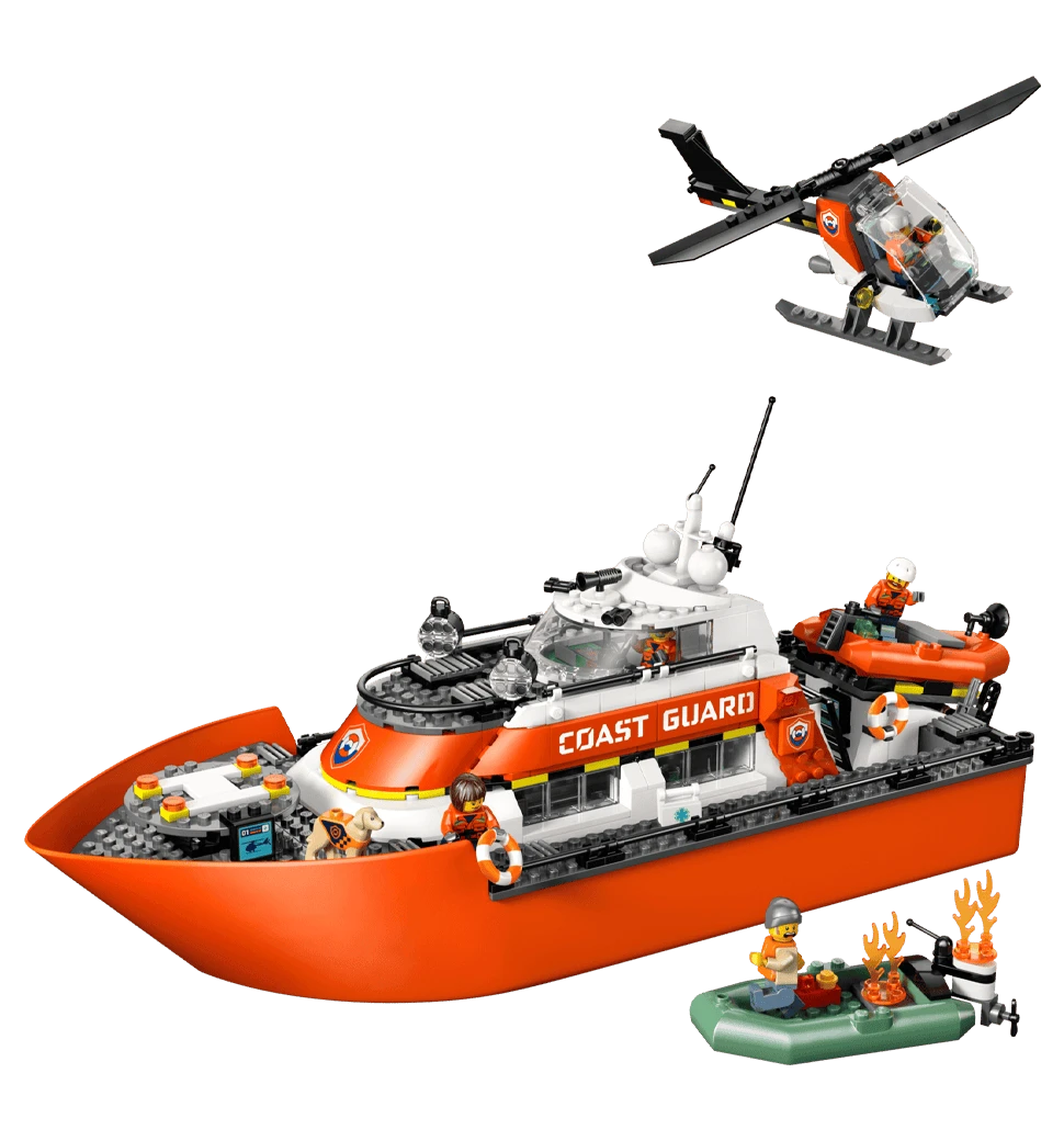 Конструктор LEGO City Рятувальний катер і гелікоптер берегової охорони передній вид