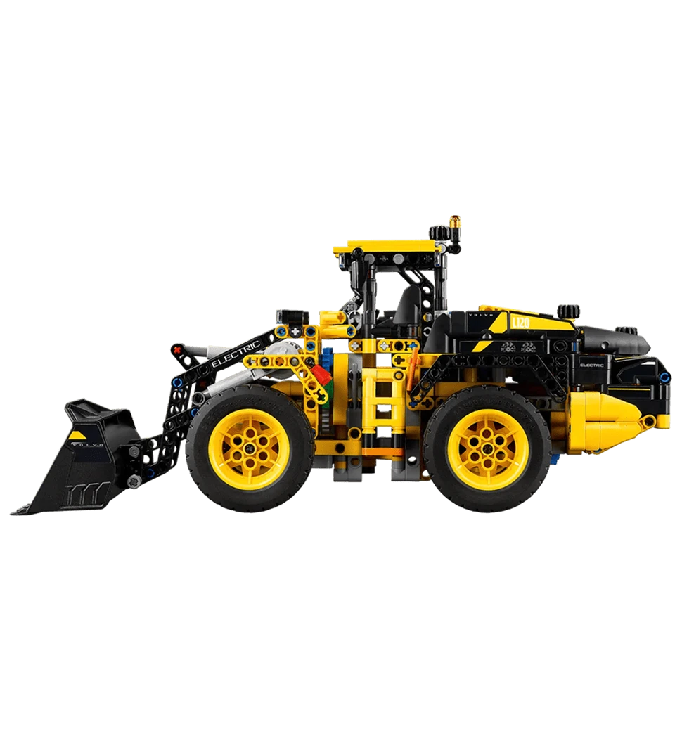LEGO Technic Колісний навантажувач Volvo L120 Electric (42209) (коробка погана) боковий вид
