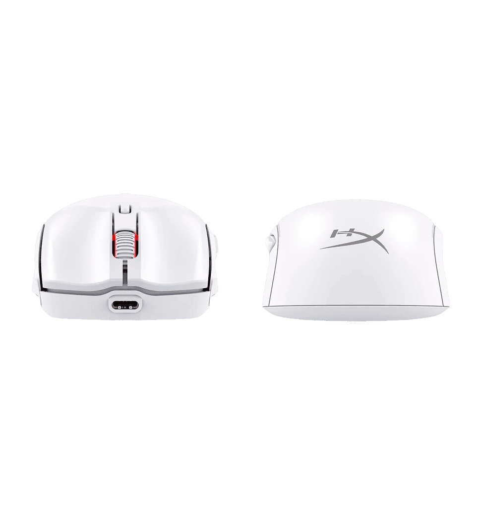 Миша HyperX Pulsefire Haste 2 mini, RGB, USB-A/WL/BT, білий передній і задній вид