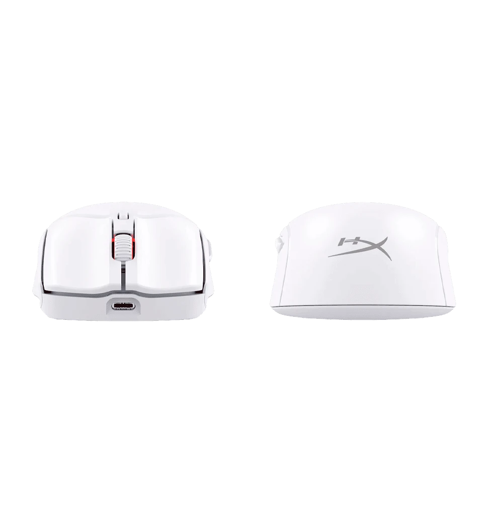Миша HyperX Pulsefire Haste 2, RGB, USB-A/WL/BT, білий передній і задній вид