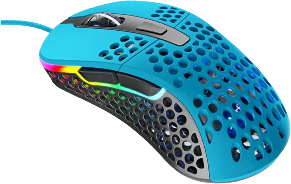 Миша Xtrfy M4, USB-A, RGB, Miami Blue боковий вид
