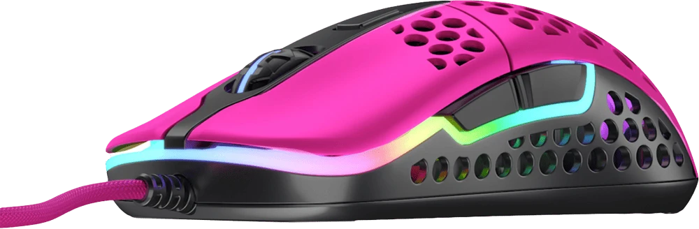 Миша Xtrfy M42, USB-A, RGB, рожевий боковий вид