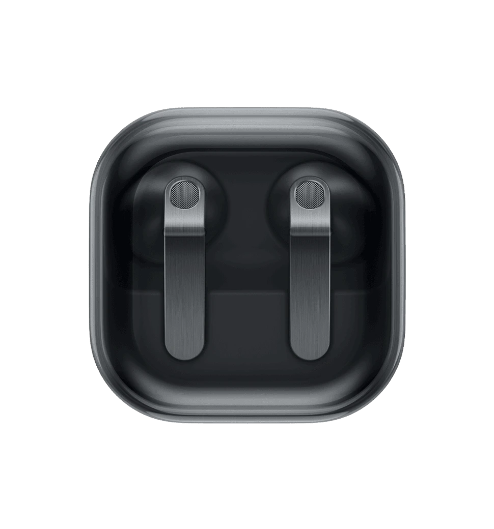 Навушники Samsung Galaxy Buds4 Black (SM-R540NZKASEK) вид зверху із закритим кейсом