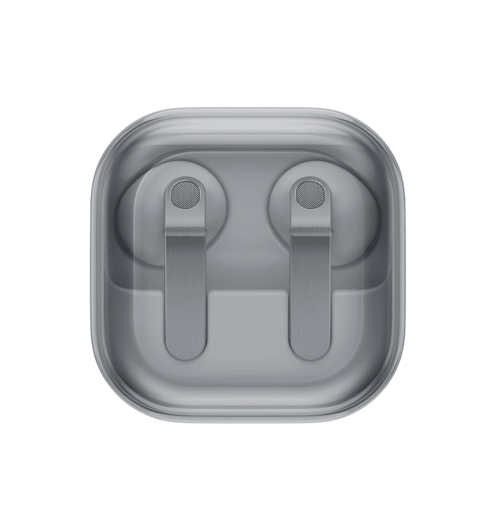 Навушники Samsung Galaxy Buds4 White (SM-R540NZWASEK) вид звурху із закритим кейсом