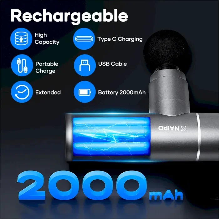 Перкусійний ручний масажер Naipo NPMGUN-J11 6