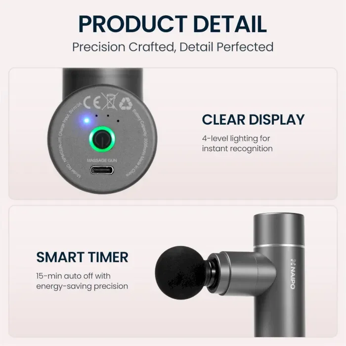 Перкусійний ручний масажер Naipo NPMGUN-J11 7