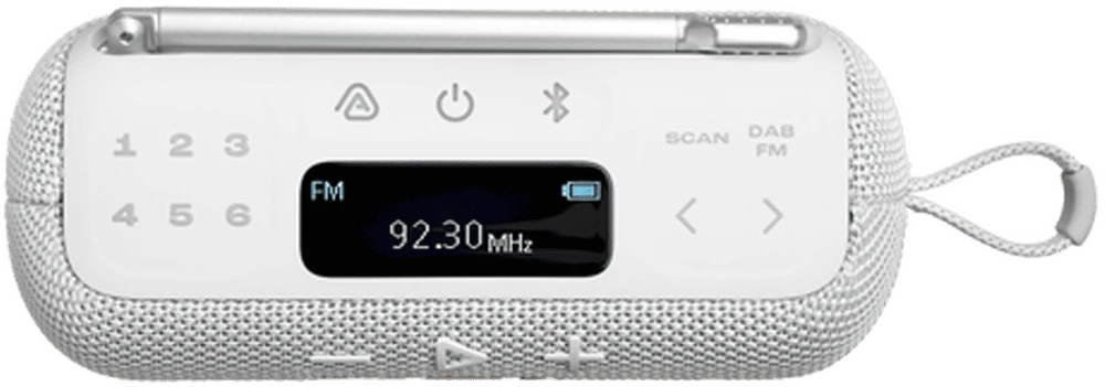Портативний радіоприймач JBL Tuner 3 White (JBLTUNER3WHT) боковий вид