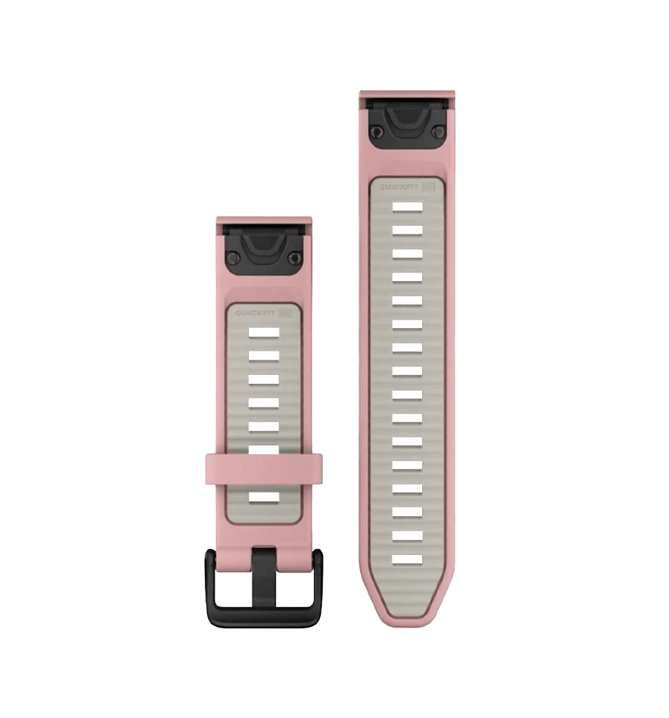 Ремінці для годинника Garmin QuickFit 20 силіконові припилено-рожеві/туманно-сірі вид всередині