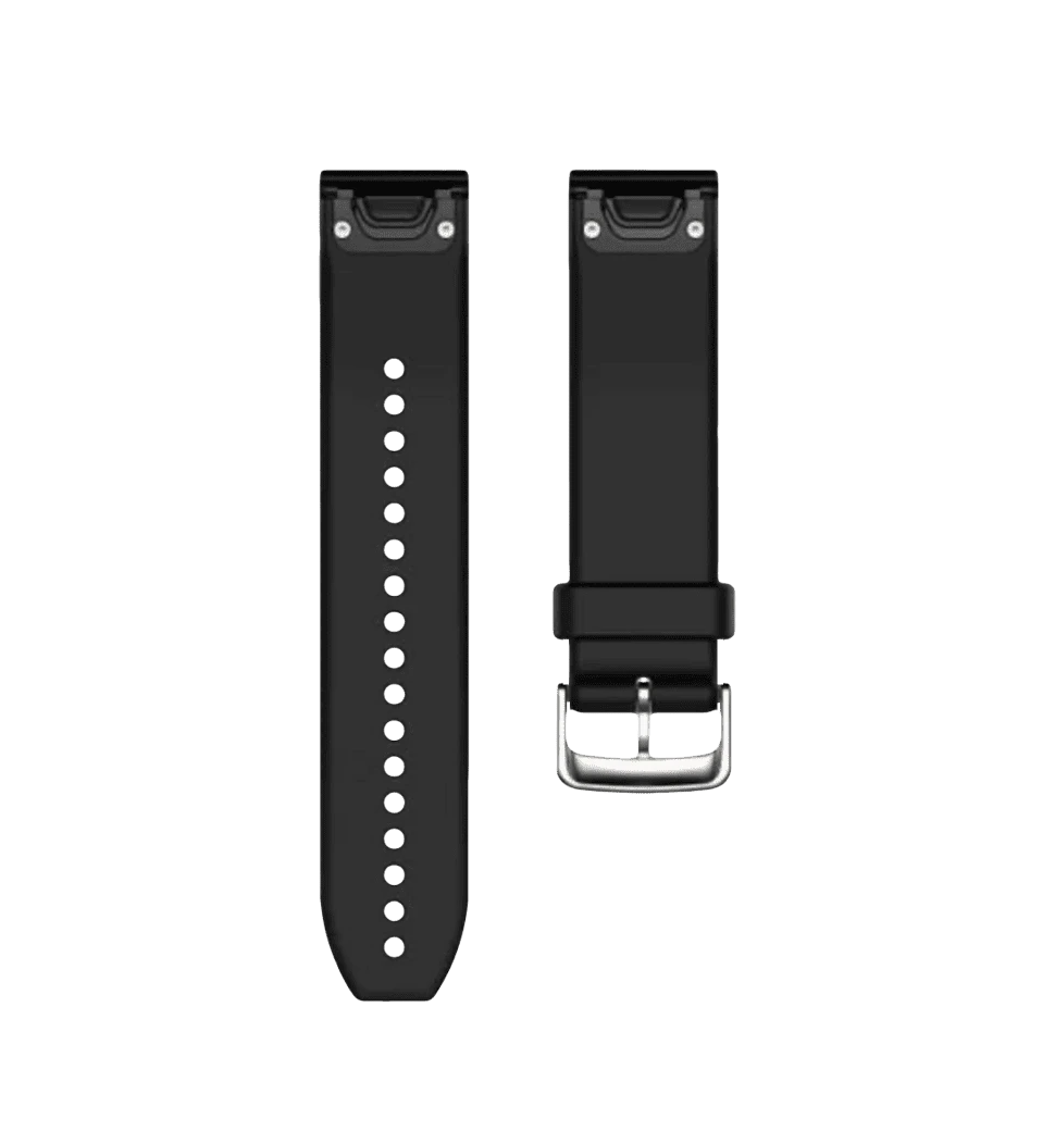 Ремінці для годинника Garmin QuickFit 22 силіконові, чорні зі сріблястою фурнітурою вид всередині