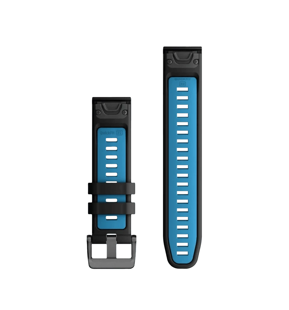 Ремінці для годинника Garmin QuickFit 22 силіконові, чорні/блакитні вид всередині