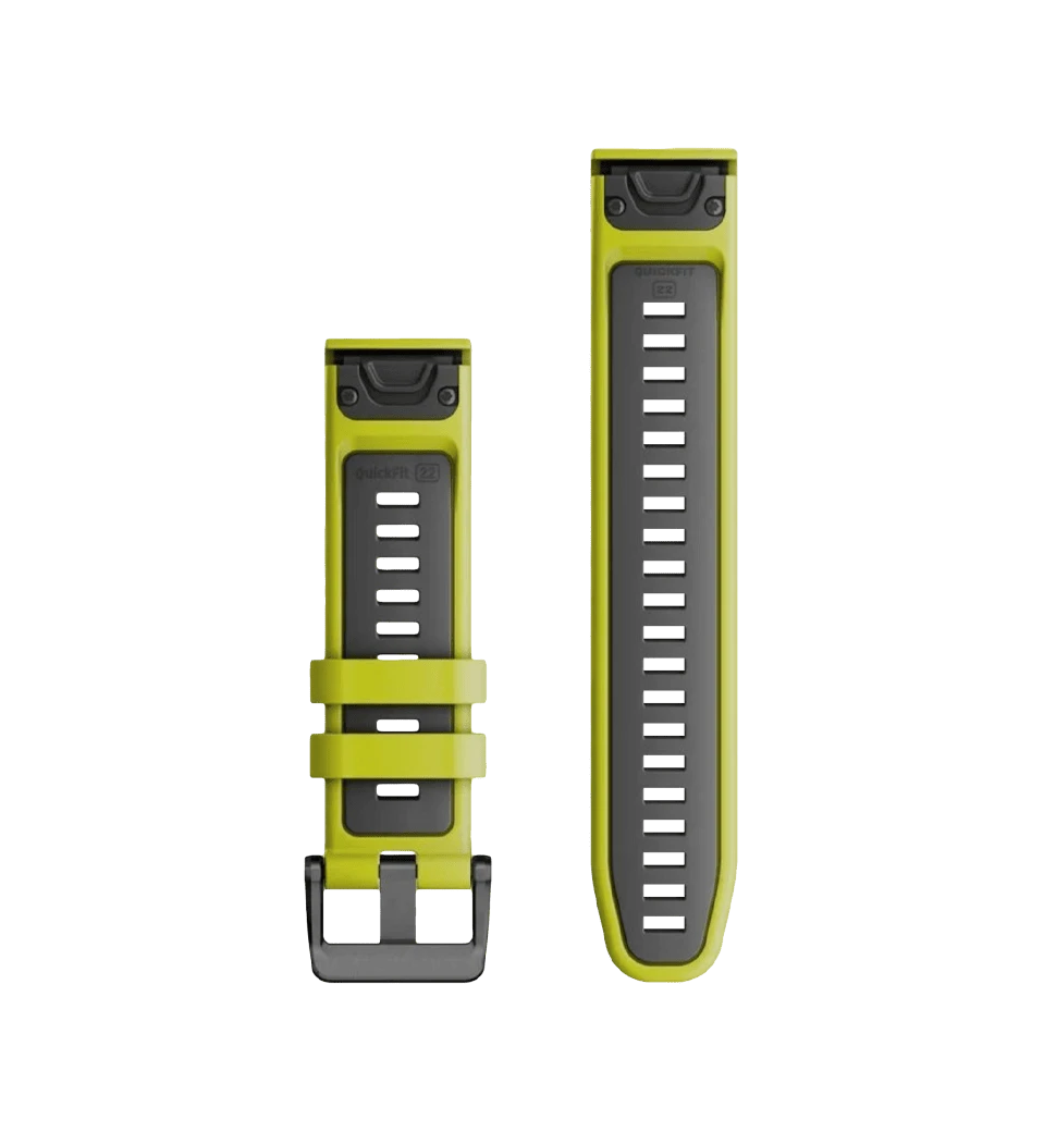 Ремінці для годинника Garmin QuickFit 22 силіконові, кольору електрік лайм/графітові вид всередині
