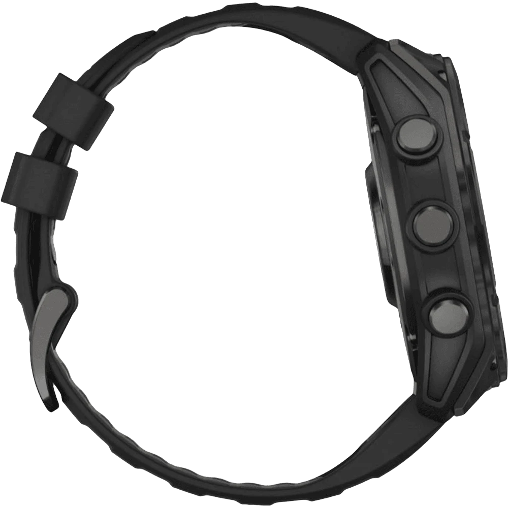 Смарт-годинник Garmin Fenix 8 51mm MicroLED Sapphire Carbon Gray DLC Titanium/Black Silicone (010-03380-13) боковий вид