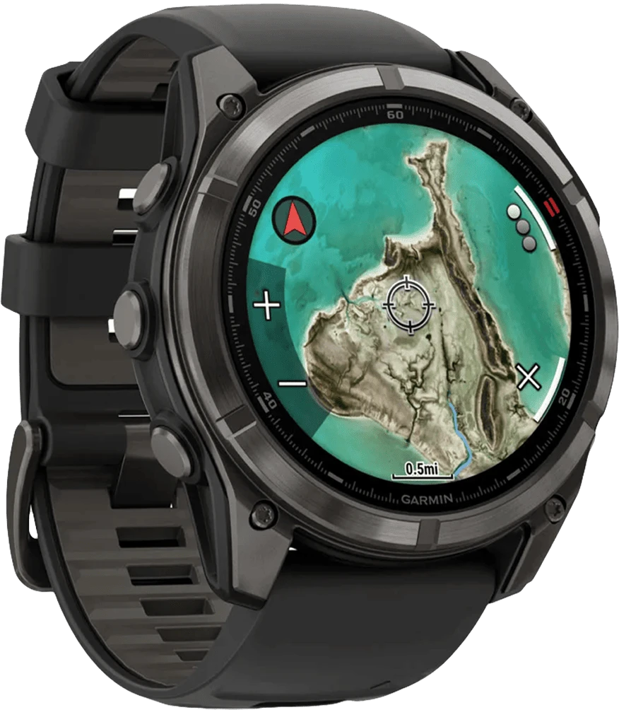 Смарт-годинник Garmin Fenix 8 51mm MicroLED Sapphire Carbon Gray DLC Titanium/Black Silicone (010-03380-13) передній вид