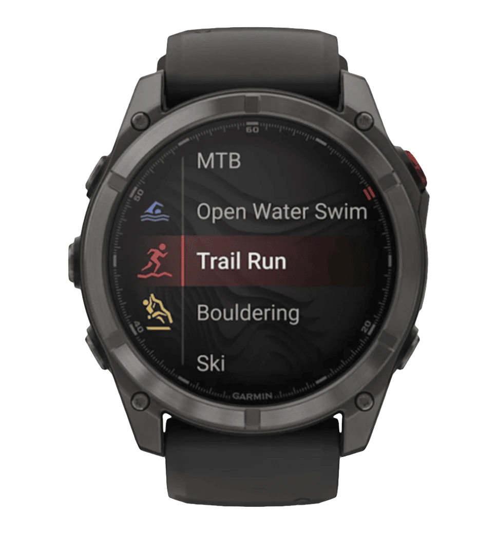 Смарт-годинник Garmin Fenix 8 Pro (51 mm) AMOLED Sapphire, титан Carbon Gray DLC із силіконовим ремінцем (010-03199-01) — фото спереду