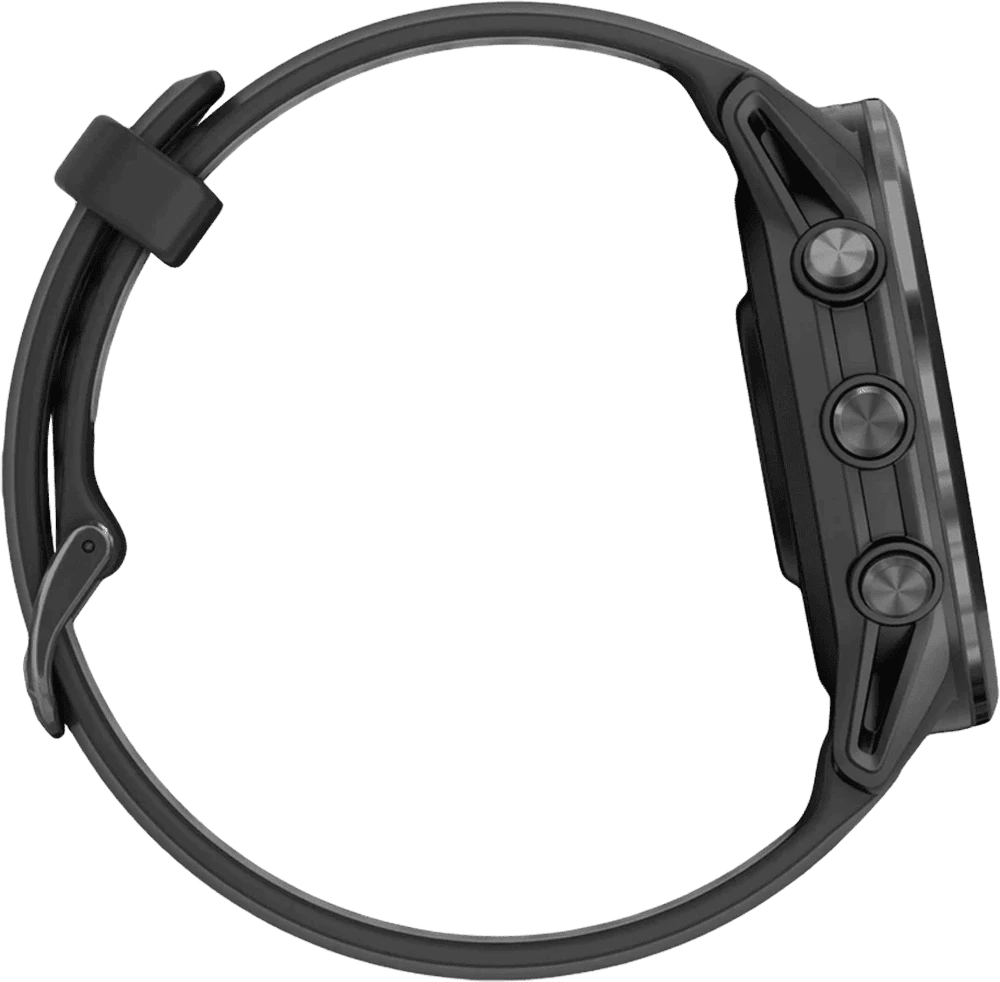 Смарт-годинник Garmin Forerunner 970 Carbon Gray DLC Titanium w. Black Case and Black/Translucent W. Band (010-02969-00/10  боковий вид