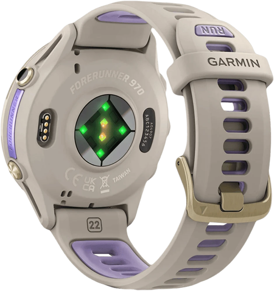 Смарт-годинник Garmin Forerunner 970 Soft Gold Titanium w. French Gray C. and French Gray/T. Indigo Band (010-02969-02/12) вид ззаду