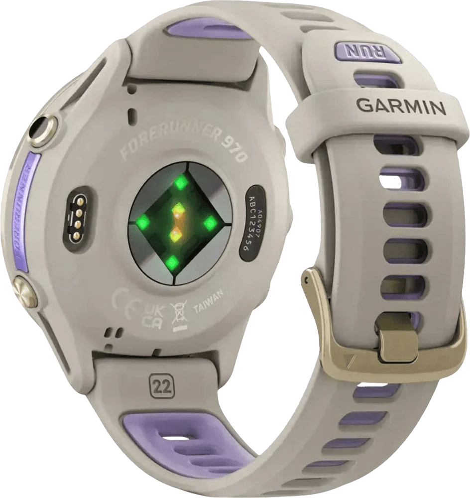 Смарт-годинник Garmin Forerunner 970 Soft Gold Titanium w. French Gray C. and French Gray/T. Indigo Band (010-02969-02/12/)UA фото ззаду