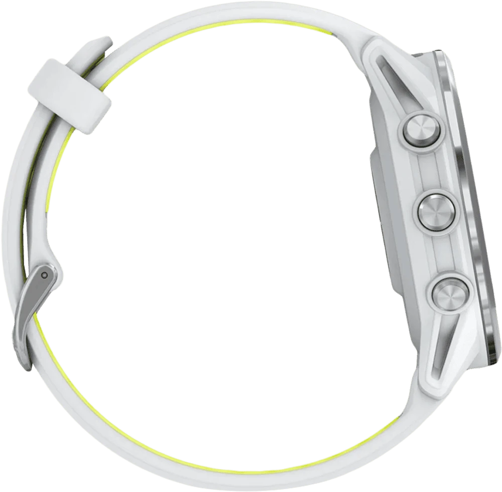 Смарт-годинник Garmin Forerunner 970 Titanium w. Whitestone Case and Whitestone/T. Amp Yellow Band (010-02969-01/11) боковий вид