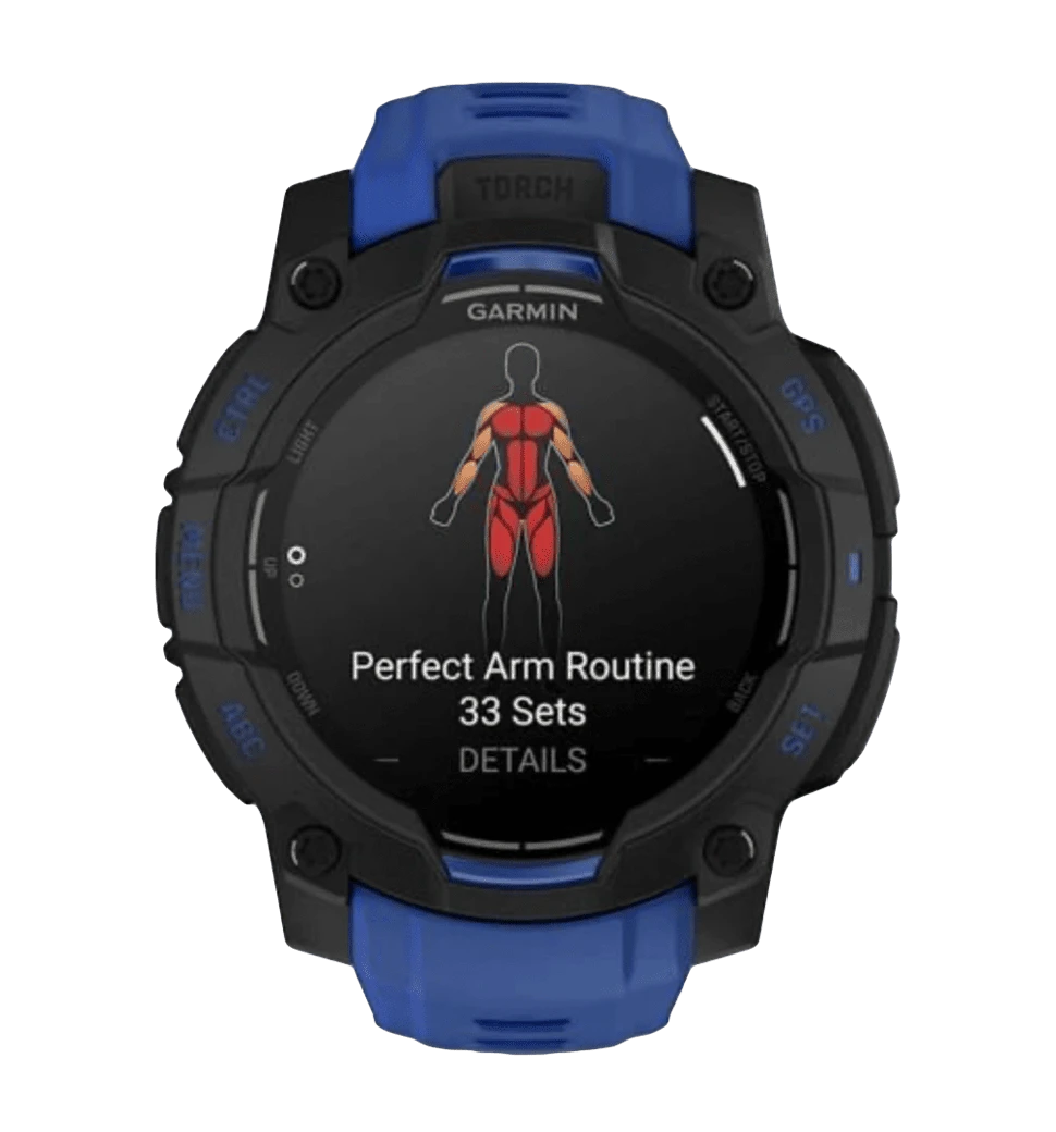 Смарт-годинник Garmin Instinct 3 45mm AMOLED Black with Bolt Blue/Black Band (010-02936-03) 4