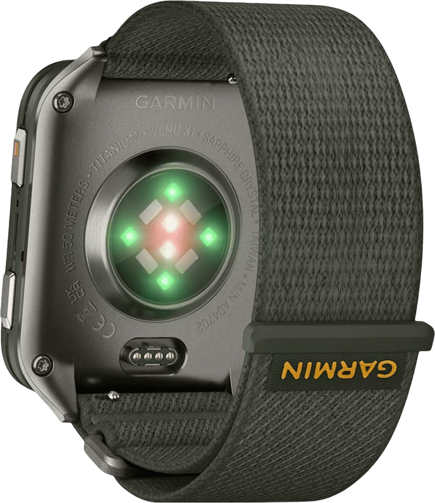 Смарт-годинник Garmin Venu X1 Moss with Titanium Caseback and Moss ComfortFit Nylon Band (010-02980-01/03) UA фото ззаду