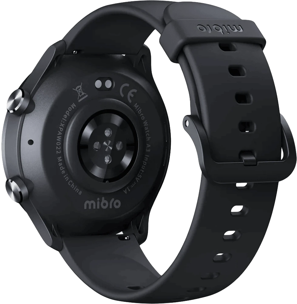 Смарт-годинник Mibro A3 45мм, 1.39", 360x360, BT 5.3, GPS, 2 ATM, темно-сірий задній вид годинника