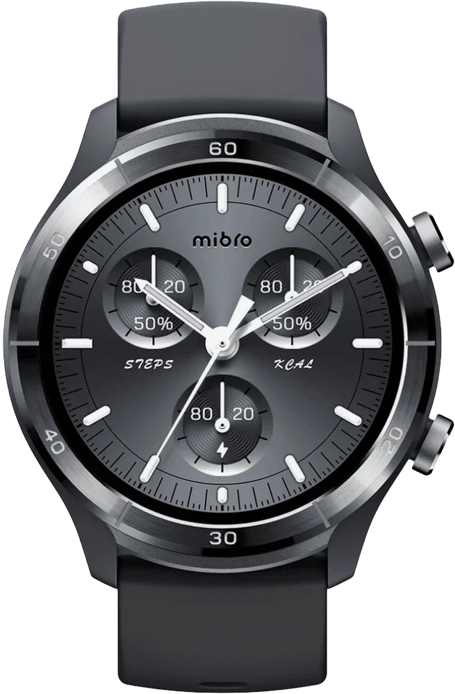 Смарт-годинник Mibro A3 45мм, 1.39", 360x360, BT 5.3, GPS, 2 ATM, темно-сірий вид дисплею