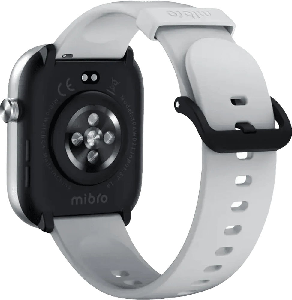 Смарт-годинник Mibro C4 51мм, 2.01", 240x296, BT 5.3, 2 ATM, сріблястий задній вид годинника