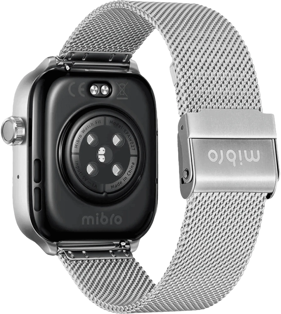 Смарт-годинник Mibro Fit 44мм, 1.75", 390x450, AMOLED, BT 5.3, GPS, 5 ATM, сріблястий задній вид