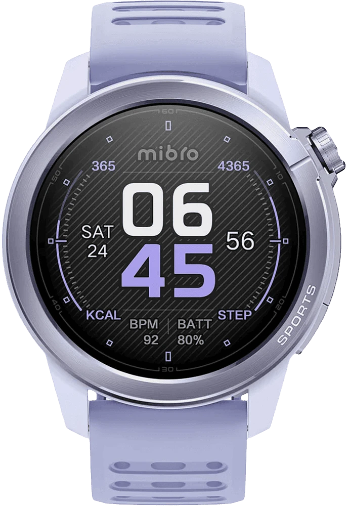 Смарт-годинник Mibro GS Active 2 46мм, 1.32", 466x466, AMOLED, BT 5.3, GPS, 5 ATM, ліловий вид диспелю