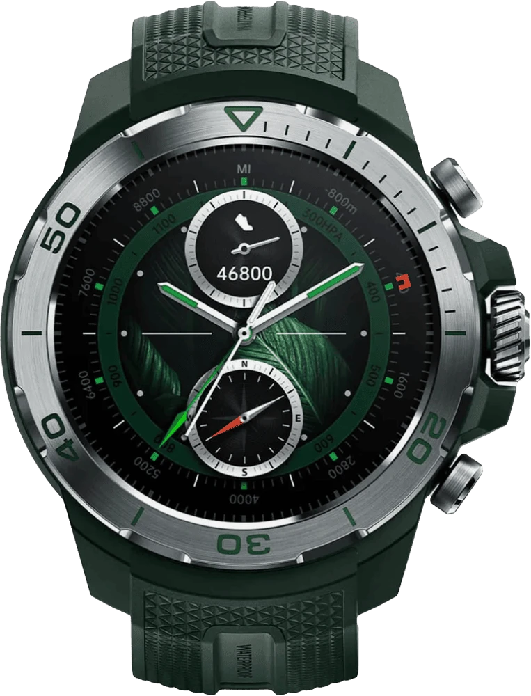 Смарт-годинник Mibro GS Explorer 48мм, 1.32", 466x466, AMOLED, BT 5.3, Dual-band GPS, 10 ATM, зелений вид дисплею