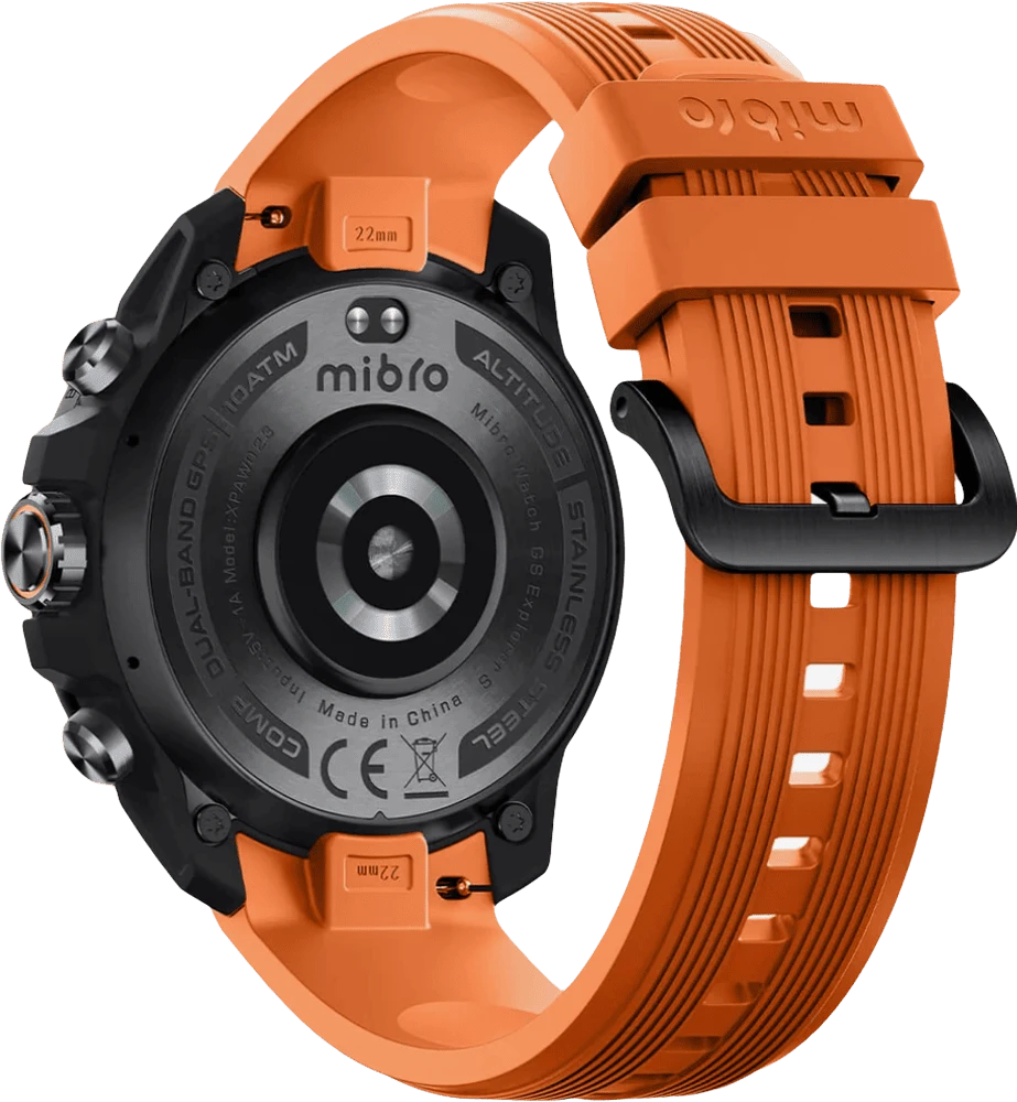 Смарт-годинник Mibro GS Explorer S 48мм, 1.32", 466x466, AMOLED, BT 5.3, Dual-band GPS, 10 ATM, чорний обсидіан задній вид годинника