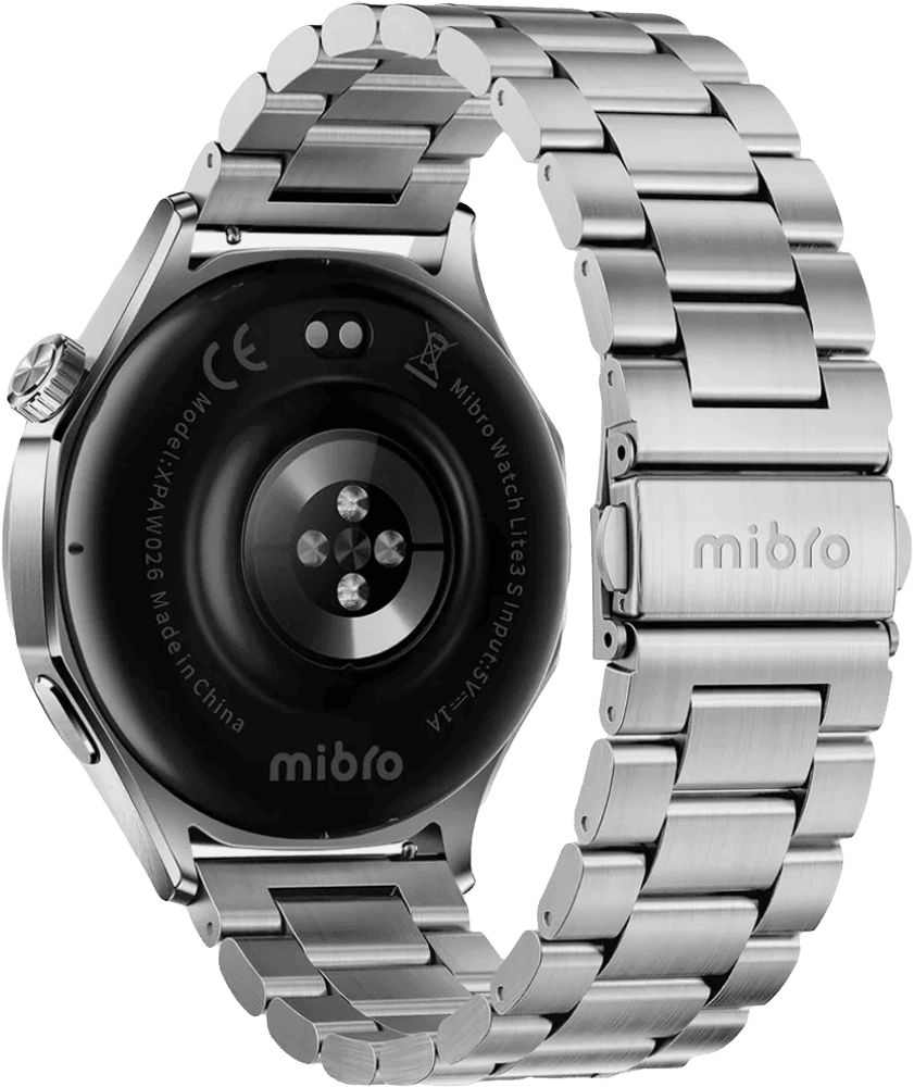 Смарт-годинник Mibro GT 46мм, 1.43", 466x466, AMOLED, BT 5.3, GPS, 5 ATM, сріблястий задній вид годинника