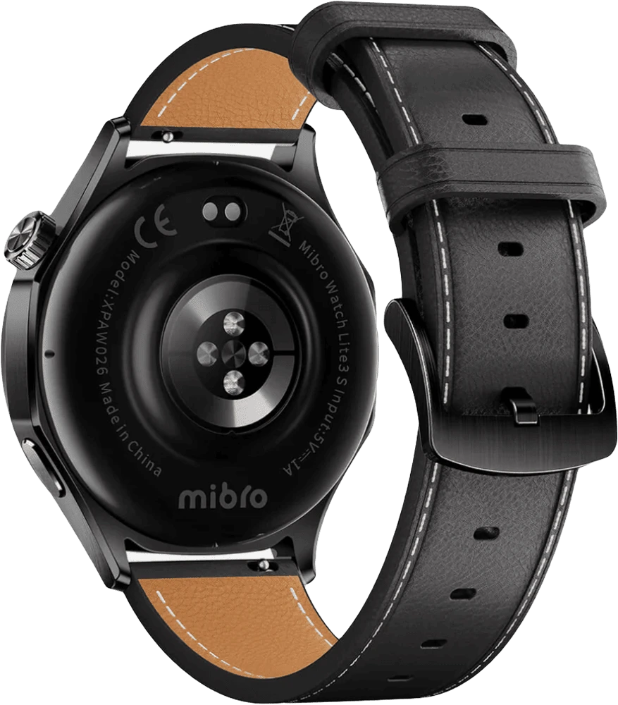 Смарт-годинник Mibro GT 46мм, 1.43", 466x466, AMOLED, BT 5.3, GPS, 5 ATM, темний метал задній вид годинника