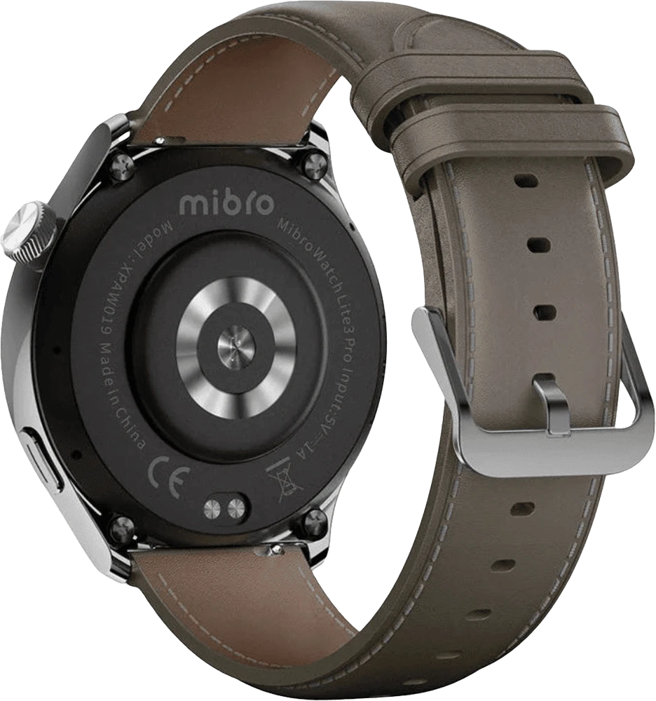 Смарт-годинник Mibro Lite 3 Pro 45мм, 1.32", 466x466, AMOLED, BT 5.3, GPS, 5 ATM, сірий хакі задній вид годинника