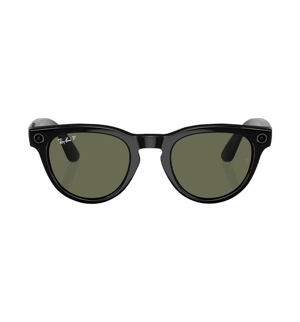 Смарт-окуляри Ray-Ban Meta Headliner Shiny Black/Green with blue-violet light - вигляд спереду