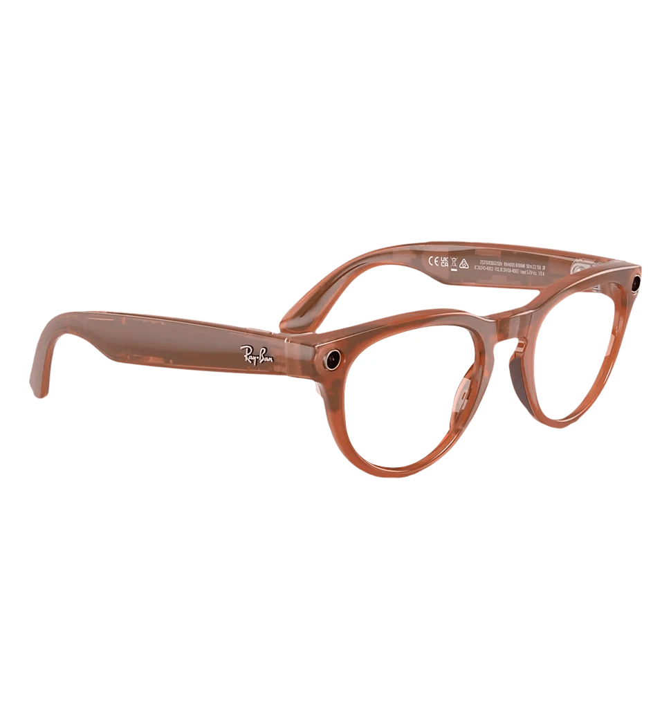 Смарт-окуляри Ray-Ban Meta Headliner Shiny Caramel Frame Clear/Sapphire Transitions - фото під кутом