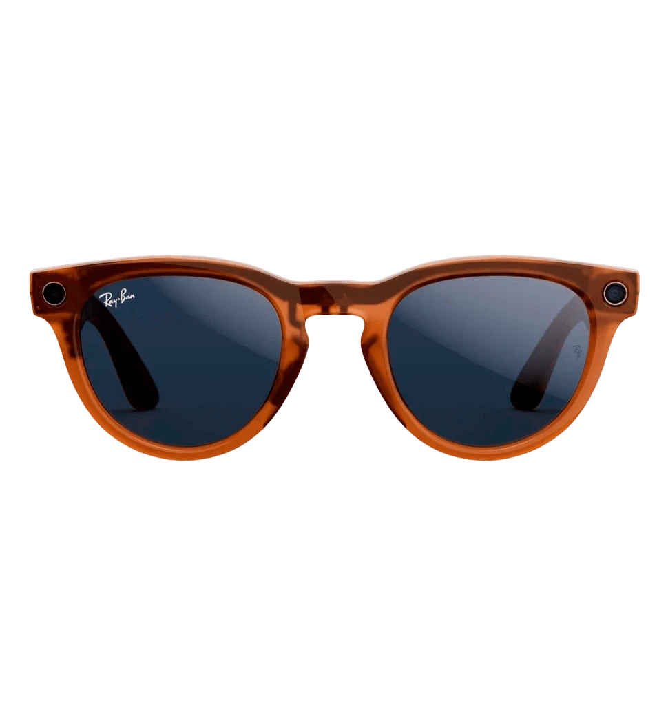 Смарт-окуляри Ray-Ban Meta Headliner Shiny Caramel Frame Clear/Sapphire Transitions - фото як виглядає спереду