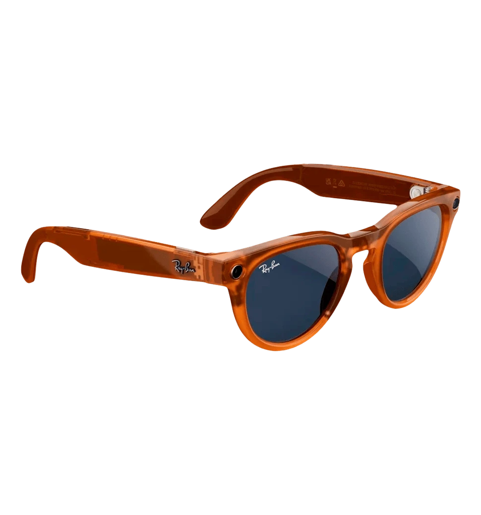 Смарт-окуляри Ray-Ban Meta Headliner Shiny Caramel Frame Clear/Sapphire Transitions - фото під кутом
