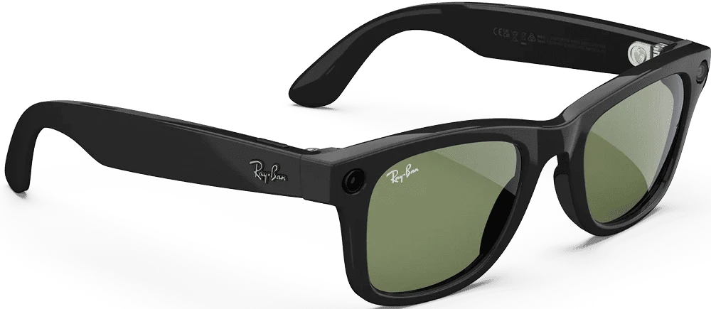 Смарт-окуляри Ray-Ban Meta Wayfarer [Gen 2] Standard Shiny Black Frame / G-15 Green Lenses (RW4012 601/71 50-22) боковий правий вид