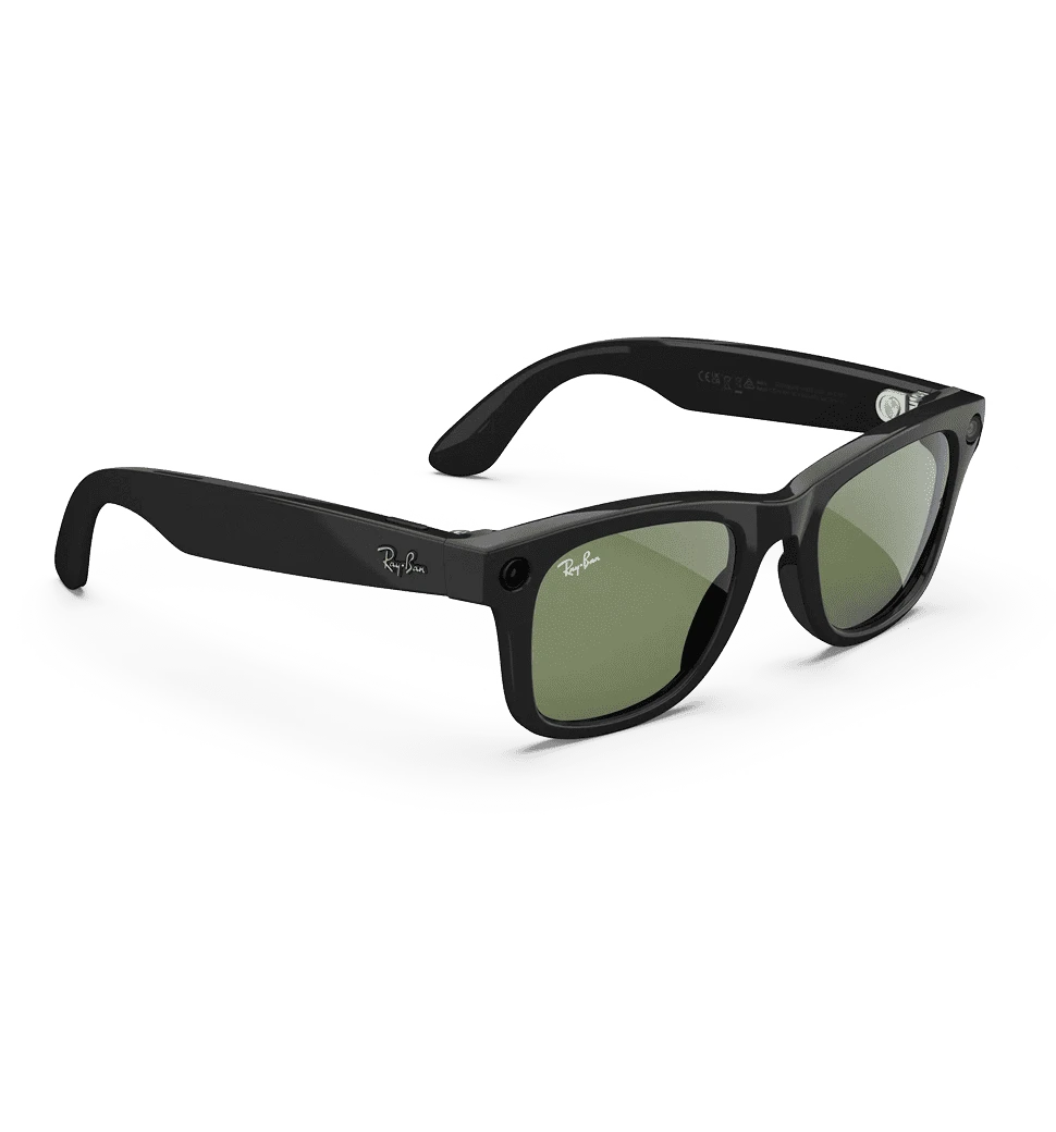 Смарт-окуляри Ray-Ban Meta Wayfarer [Gen 2] Standard Shiny Black Frame / G-15 Green Lenses ((RW4012 601/71 53-22) боковий правий вид