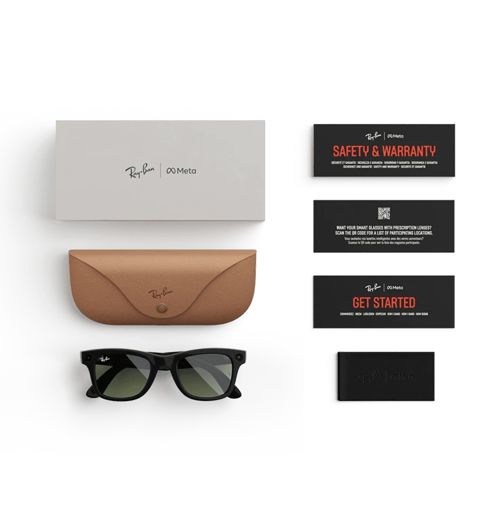 Смарт-окуляри Ray-Ban Meta Wayfarer [Gen 2] Standard Shiny Black Frame / G-15 Green Lenses ((RW4012 601/71 53-22) фото комплектації