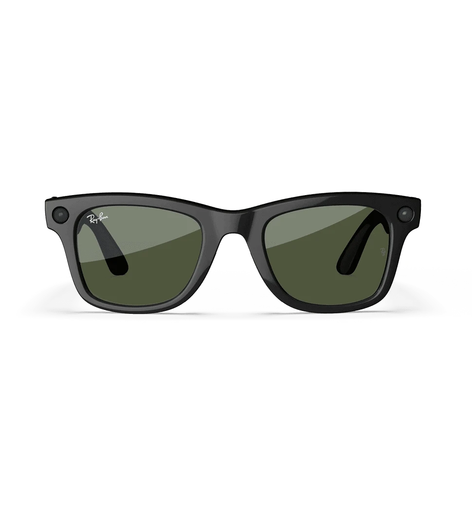 Смарт-окуляри Ray-Ban Meta Wayfarer [Gen 2] Standard Shiny Black Frame / G-15 Green Lenses ((RW4012 601/71 53-22) передній вид